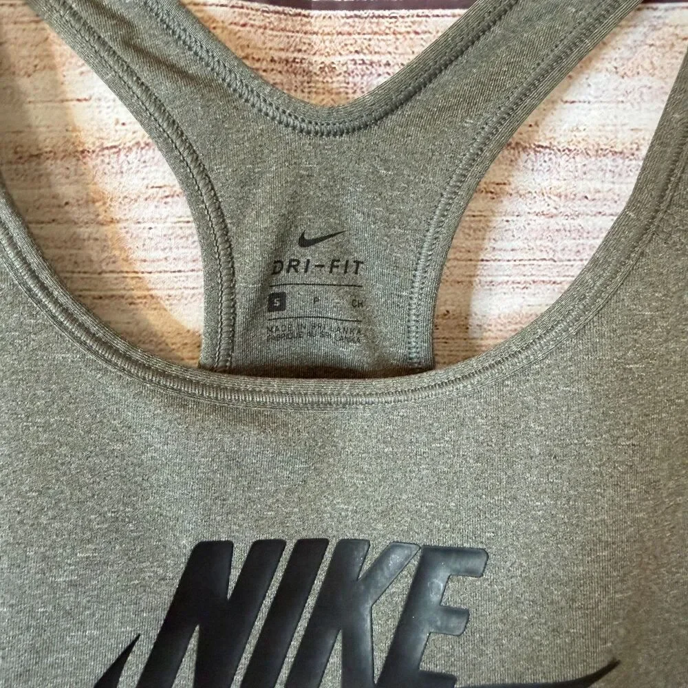 Nike Classic Swoosh Futura Medium Support Sports Bra Gray Size Small S